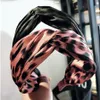 Leopard-Druck-breite Kopfband Kreuz Frauen koreanische Haarband Colour Blocking Stoff Weithauptband-Frauen-Haar-Accessoires Mützen