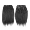 10 sztuk Kinky Prosto Clip w Ludzkich Włosach Rozszerzenia Brazylijski Remy Włosy 100% Ludzki Natural Hair Grube Yaki Clip Ins 100g / Set