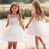 Vit tutu blomma tjejer klänningar ärmlös tulle tiered appliques flickor paken klänningar vackra puffy prom klänningar