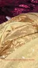 Sexy Gold Mermaid Evening Dresses Long High Side Split Sparkly Sequins Prom Party Gowns Deep V Neck One Off Shoulder Glitter Celebrity Dress