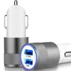 LED Dual portas USB Alloy Metal Car Chargers Universal 2.1a Power Adpater para iPhone 6 7 8 x Samsung Android Phone GPS mp3