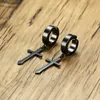 Cross Ring Earrings 1 Pair Of Black Ptainless Steel Pierced Ear Clip Tassel Earrings Hinge Earrings Men Jewelry2303