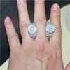 Bague de mariage Bijoux Pave 360pcs simulé DIAMOND CZ ANNEAUX saphir blanc en argent Sterling 925 pour femmes hommes cadeau