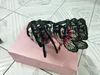 Brequestri da donna Spedizione gratuita 2024 cuoio con fibbia ad alto tallone Ornamenti farfalla Sophia Webster Sandals Scarpe colorate 34-42 ABB03