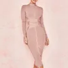Nieuwste mode celebrity feest bodycon bandage jurk vrouwen lange mouw o-neck elegante sexy avondje uit club jurk dames vestidos