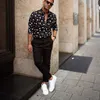 Mäns Klänning T-shirts Mänskjorta Streetwear Fashion Loose Casual Långärmad Polka Dot Tryckt Top Blus