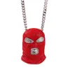 Męskie Iced Out Hip Hop Chain Wisiorki Luksusowe Designer Biżuteria Mężczyźni Oświadczenie Naszyjnik Duży Wisiorek Moda Charms Hiphop Czerwony Maska Horror Hood