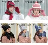 23 estilos chapéu de malha + cachecol + máscara + luvas terno de 4 peças/terno de 3 peças boné de fantasia de malha inverno macio quente meninas gorros mais