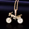 Neue Männer Schädel Kopf Halskette Skeleton Motorrad Fahrt Anhänger Iced Out CZ Mode Hip Hop Schmuck