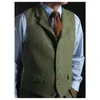 2019 Green Wedding Vests Wool Herringbone Tweed Vests Custom Made Groom Waistcoat Mens Suit Vest Prom Vests Plus Size In Stock