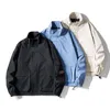 ファッション - メンズジャケットウインドブレーカー刺繍カジュアルファッションジャケットスタンドカラーメンズ服ジャケットBalckグレー大型S-2XL
