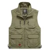 Gilet multitasche sottile in maglia estiva per uomo giacca senza maniche casual 6 colori da uomo di grandi dimensioni con gilet da giornalista con molte tasche