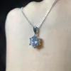 100 Real 925 Solid Silver Pendant Necklace Round Luxury 8mm 20ct Zirconia Diamond Fine Jewelry For Women Gift3697880