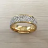 高品質の316Lステンレス鋼ゴールドホワイトダイヤモンドウェディングリング女性のためのラインストーン婚約リング2758