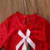 Designer Dziecięcy Odzież Czerwony Długi Rękaw Ruffle Bow Boże Narodzenie Pajacyki Kombinezony Wiosna Jesień Dziewczynka Odzież Rra1706