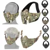 Máscara de tiro ao ar livre para airsoft, equipamento de proteção facial, capacete tático rápido, máscara de montagem em trilho lateral com faixa de cabeça NO03-313