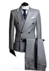 Luz Cinza Do Noivo Smoking Double-Breasted Homens Casamento Smoking Pico Lapela Jaqueta Blazer Moda Homens Jantar / Darty Terno (Jacket + Pants + Tie) 1118