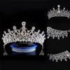 Couronne de mariée de luxe pas cher mais de haute qualité cristaux perlés étincelants couronnes de mariage royal cristal voile bandeau accessoires de cheveux fête CPA790