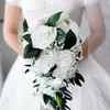 Künstliche Rose Braut Hochzeit Bouquet Kristalle Künstliche Blume Hochzeit Zubehör Brautjungfer Braut Hand Halten Brosche Flower311q