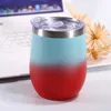 12oz Gradient Egg Cup Egg Shapped Mug Wine Glasses Stainless Steel Vacuum Insulated Cups Tumbler Travel Stemless Wine Mugs GGA2735