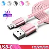 USB Laddare Kabel Typec Android Micro USB Laddningskabel 2.4a för Samsung Galaxy S9 3M 2M 1M Nylon för IP