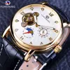 Формирование моды роскошные светистые руки Rose Golden Men Watch Top Brand Tourbillion Diamond Display Automatic Mechanical Watch238g