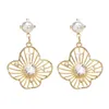 Fashion Charm 925 silver needle five-pointed star earrings rhinestone geometric pearl wholesale