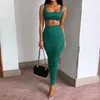 2 stks set vrouwen crop tops en rok set matching vrouwen twee stukken sexy mouwloze korte tops + bodycon slanke lange rok sets