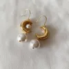 Oro elegante pendientes popular de las mujeres de alta calidad chapado perla Luna earrigns para mujeres de las muchachas de fiesta de la boda bonito regalo para los amigos