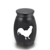 Chicken Engraved Cremation Memorial Urn Ashes Holder Aluminum Alloy Small Keepsake Urns for Human Pet Ashes 16x25mm2722224