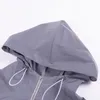 Reflexivo com capuz jaqueta feminino casual zíper cordiais hoodstring mulheres flash colhido casaco rodando camisolas outerwear