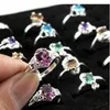 Wholesale-Jewelry Ring Lots 10pcs/Pack Mixed Style/Sizes Cubic Zirconia Silver Plated Rings Sizes 6-9 Mixed Size Fashion Silver Crystal Ring