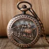 Black/Silver/Red Copper Watches Classical Hollow team Train Locomotive Mechanical Hand Wind Pocket Watch Men Women Pendant Chain Roman Number Clock