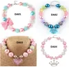 Mooie bubblegum kraal ketting hangers kroon kristal hart charms prinses kralen ketting voor kinderen meisjes mix groothandel