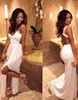 Sexy witte scoop backless lange chiffon zeemeermin prom jurken split avondjurken formele avondjurken vrouwen feestjurk Arabisch