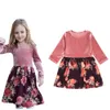 2 color 2019 INS autumn and winter new European and American girls velvet flower dress girl long sleeve fashion floral dress P038