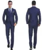 Two Piece Blue Business Party Men Suits notched Lapel Trim Fit Two Button Wedding Groom Tuxedos New (Jacket + Pants) HY6018