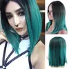 Cosplay Wig Straight Color Long Black Gradient Green Factory Supply Wholesale