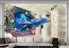 Papel tapiz personalizado 3D estereoscópico 3D mundo submarino delfín madre e hijo sala de estar dormitorio fondo decoración de la pared mural papel tapiz