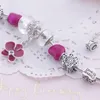 Partihandel-fashion 925 Silver Murano Glass Flower European Charms Beads Safety Chain Armband Fits Charm Armelets8488769