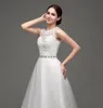 I lager Lace Bröllopsklänningar 2019 Ny billig Juvelrucka Sheer Bröllopsklänningar Appliques Beaded White Ivory Inventory Bridal Dress 1218