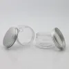 60pcs/lot 30g Empty PET plastic jars with aluminum silver lids 1oz Clear pots cosmetic container