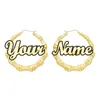 Customizable Customize Name Earrings Bamboo Style Custom Hoop Earrings With Statement Words J190721