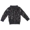 Cool Boys Sequin Bomber Jacka Långärmad Kläder Mode Girl Kids Sparkle Navy Glitter OuterWear Coat