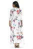 Primavera nova das mulheres plus size roupas flores imprimir longo dress 3 / 4sleeve com decote em v moda elegante flores imprimir dress bohemia maxi longo dress