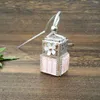 8ML Diamond Perfume Bottle Cube Empty Glass Bottles Car Hanging Perfume Rearview Ornament Pendant With Flower Car Air Freshener GGA2443