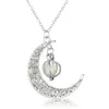 Colliers pendentif lumineux lune brillant collier gemme charme bijoux argent plaqué femmes pierre perles collier ras du cou cadeaux 8060359