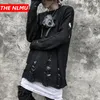 Men's Sweaters Men Women Ripped Destroyed Holes Distressed Knitted Pullover Knitwear Male Hip Hop Fashion Loose Streetwear WG487