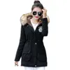 ニューロングパーカー女性レディースウィンタージャケットコート厚手綿暖かいジャケットレディースアウトウェアパーカープラスサイズ毛皮コート2019 CJ191213