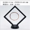 Rensa 3D-smycken Floating Frame Display Case Shadow Box med stativhållare Ringar Hängsmycke Halsband Mynt Medaljer Presentation Case Boxes
